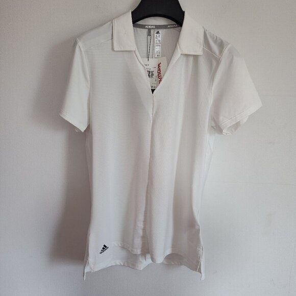 Ladies SZ S Adidas UPF50 White Knit Top With Collar - Picture 1 of 4